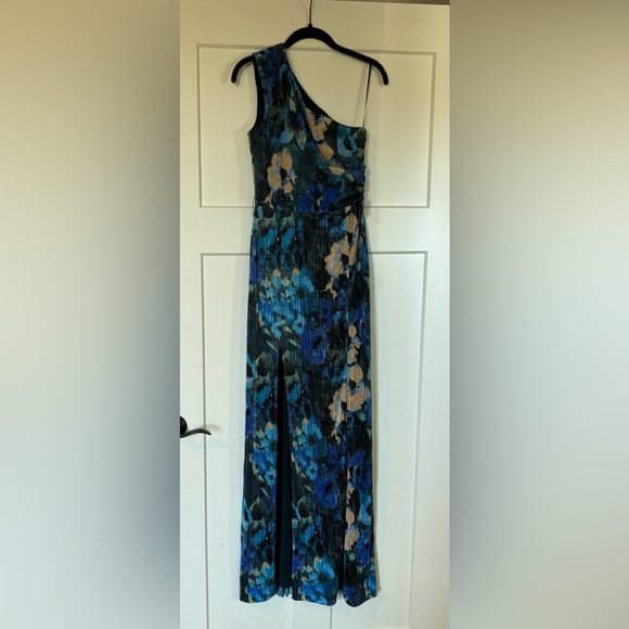 Dress The Population Bella Floral Plissé One-Shoulder Maxi Dress XS - Picture 2 of 9
